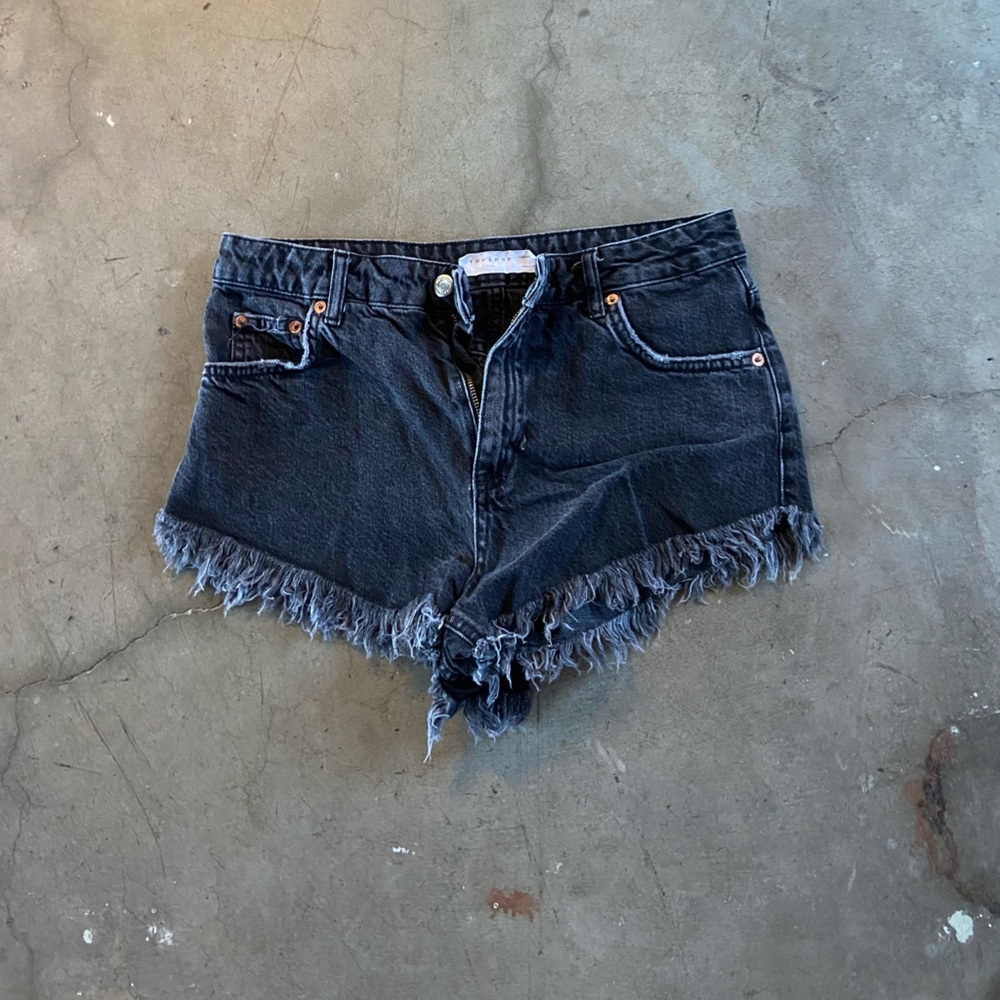 Topshop black jean / denim shorts (size 8)